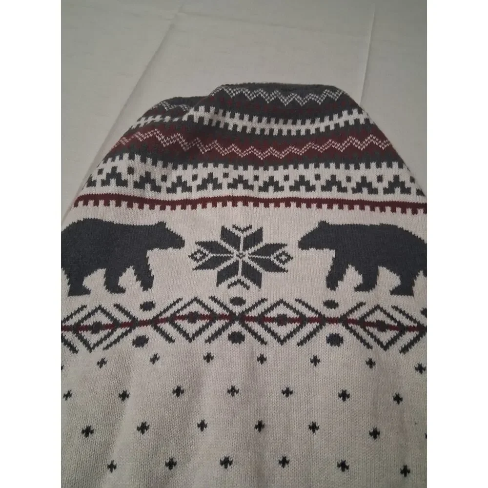 Lands' End Dog Family Holiday Sweater, Cream, Size XL Dog Sweater Bears